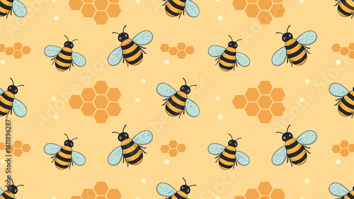 Honeybee and Honeycomb Seamless Pattern A Decorative Design for Nature-Inspired Projects