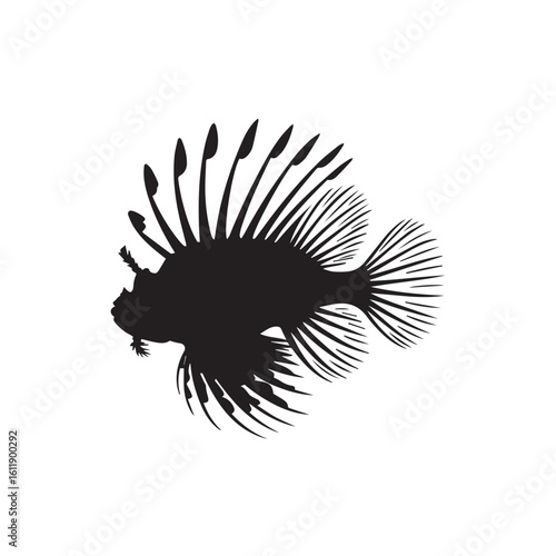 Silhouette-of-a-majestic-lionfish-with-flowing-fins