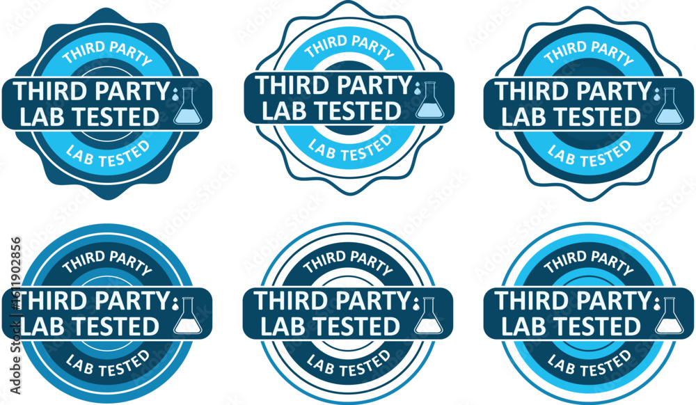 Obraz premium Third Party Tested Badge Icons for Product Authentication and Trust