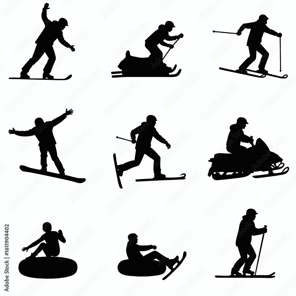 Fototapeta premium Vector silhouettes of skiers