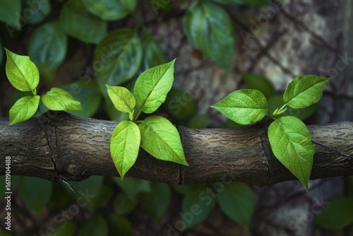 New green leaves sprout from a tree branch, symbolizing growth, renewal, and the beauty of nature