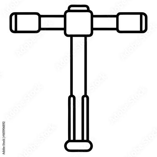 T handle socket wrench silhouette isolated on white background
