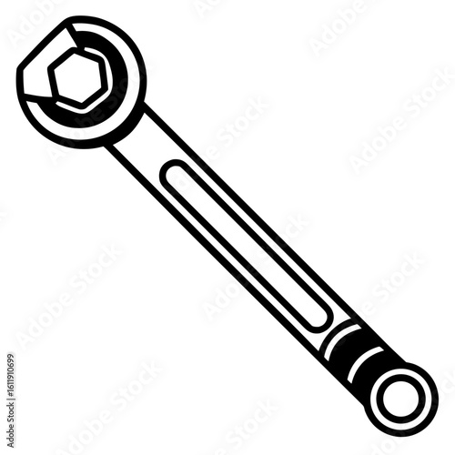 Adjustable wrench silhouette isolated on white background