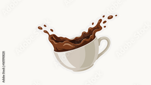 Chocolate Splashing A Decadent Moment Captured in a Cup - Vector Art