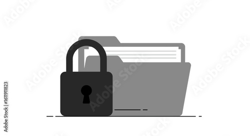 Secure file folder with a padlock icon. Concept of data protection, privacy, and confidential information security.