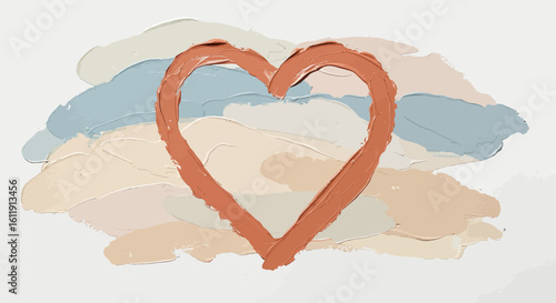 Abstract Heart Shape Design on Pastel Brushstroke Background