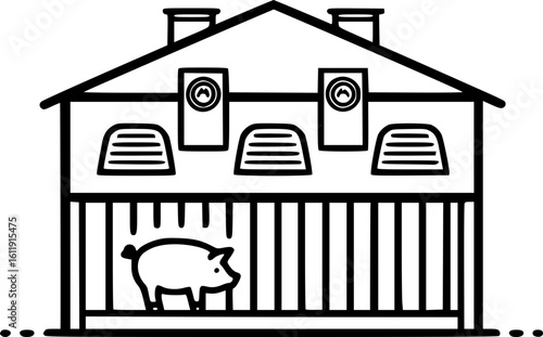 Pig Farm Hog Barn Icon
