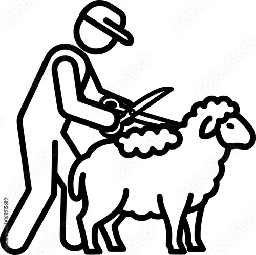  Farmer Shearing Sheep Icon