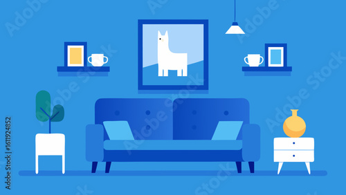 Cozy and minimalist interior scene designed in a flat style