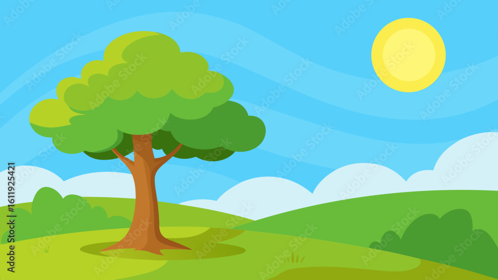 Obraz premium Harmonious blend of illustration vector art and natural scenes