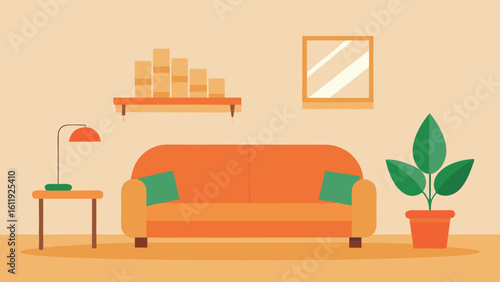 Cozy and minimalist living room background scene for tranquil spaces