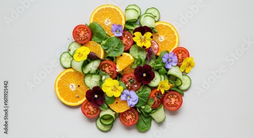 Colorful fruit and vegetable salad