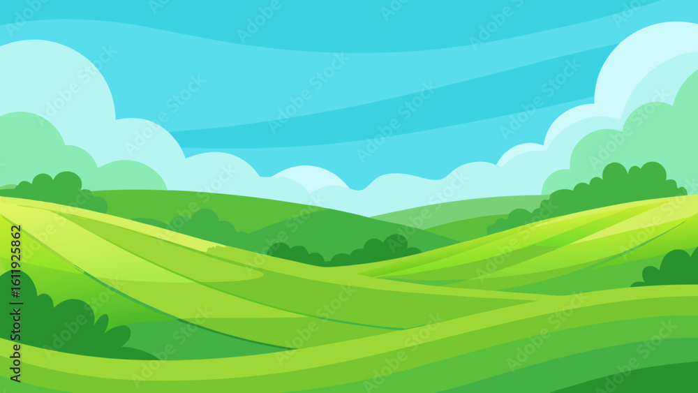 Fototapeta premium Vibrant vector art background scene depicting an inviting natural view