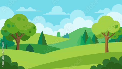Serene and clean natural landscape background in a calming art style