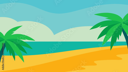 tropical beach with palm trees