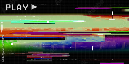 VHS Glitch Playback Error. Glitch Aesthetics Digital Distortion