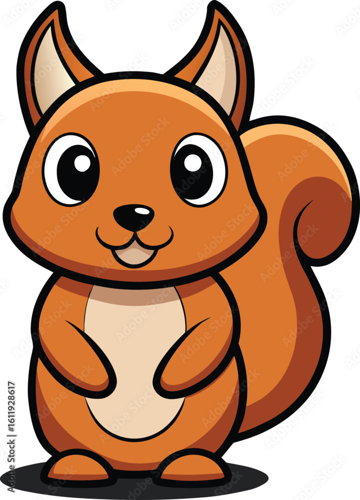Obraz premium Smiling Cartoon Squirrel with Big Eyes