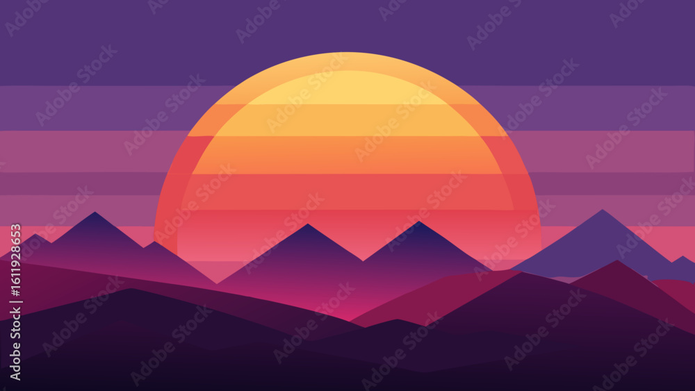 Obraz premium vector illustration of a mountain landscape
