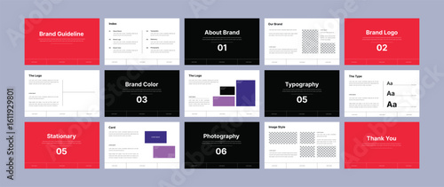 Brand Guidelines layout Template Design. Professional Brand Identity Editable Book Template for Business and Marketing, Brand manual presentation. Brand strategy design. Logo guideline book
