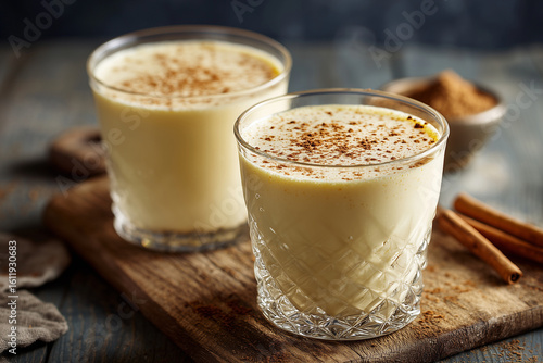 Popular egg drink. Sweet drink made from eggs. Traditional drink