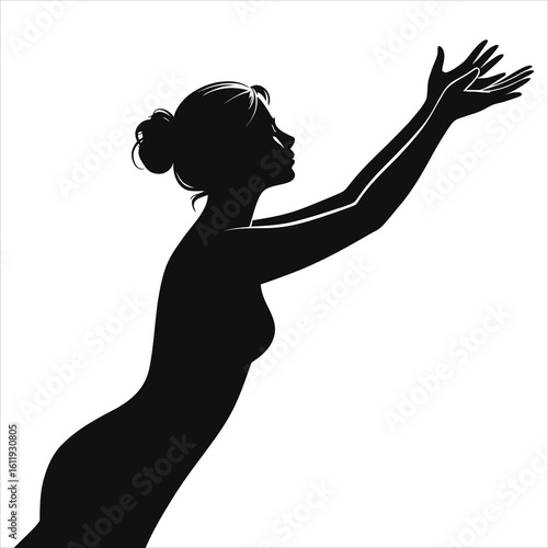 Woman Reaching Up Silhouette: Hope, Aspiration & Freedom Vector