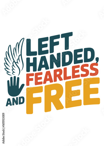 Left handed fearless and free winged hand graphic design