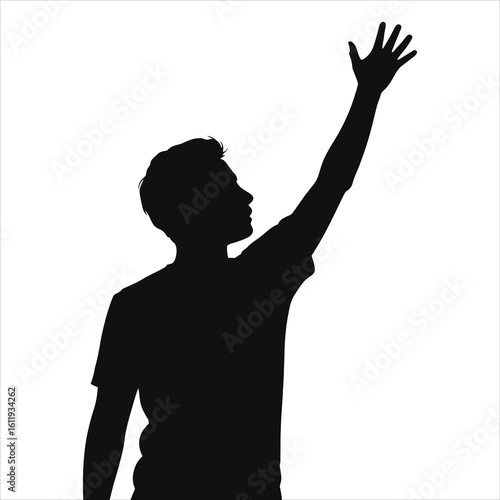 Man Reaching for Sun: Hope, Aspiration, Enlightenment & Success Silhouette