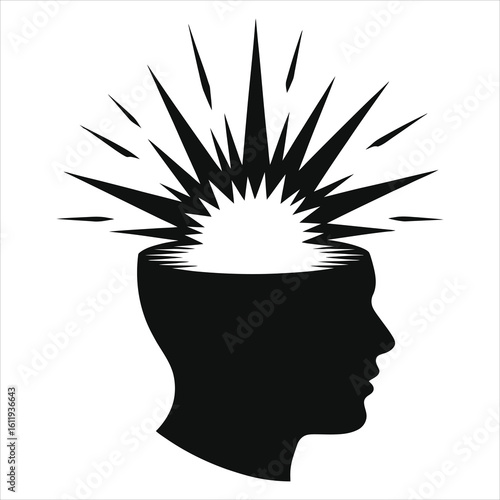 Head Bursting with Ideas: Creativity, Epiphany & Mental Clarity Vector