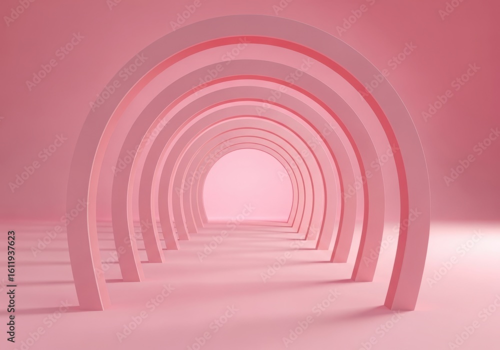 Naklejka premium A series of pink arches create a tunnellike perspective