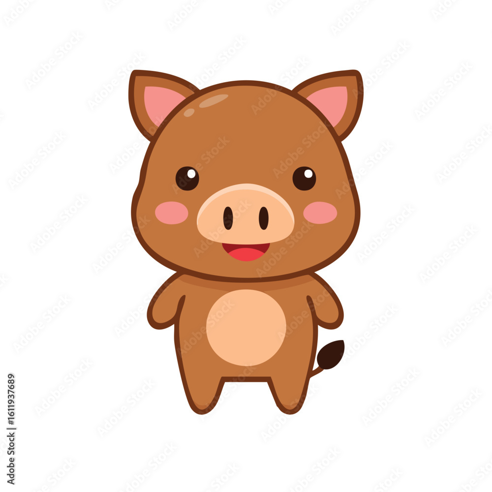 Fototapeta premium An Adorable cartoon Boar character smiling cheerfully