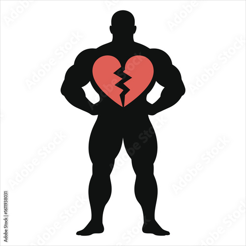  Broken Heart Bodybuilder: Strong but Heartbroken Silhouette Vector
