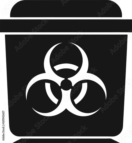 Black biohazard container with white symbol waste disposal