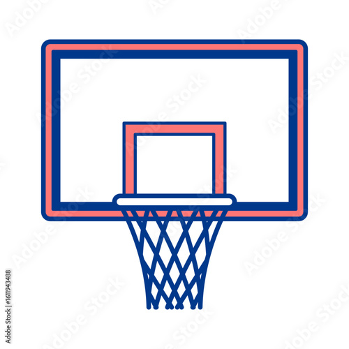 Vibrant illustration of a basketball hoop ready for action, perfect for sports promotions and energetic designs.