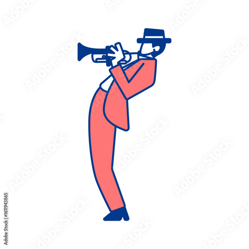 Jazz musician playing trumpet with passion and elegance, a dynamic illustration perfect for music or entertainment projects