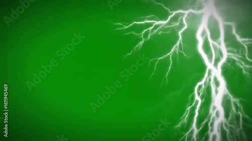 Electric Green: Lightning Strike on Vivid Backdrop