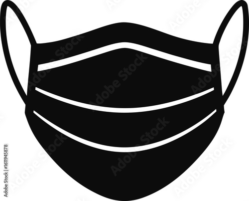 Black medical mask with white stripes and ear loops face mask protective mask