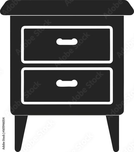 Black nightstand with two drawers and tapered legs furniture for bedroom