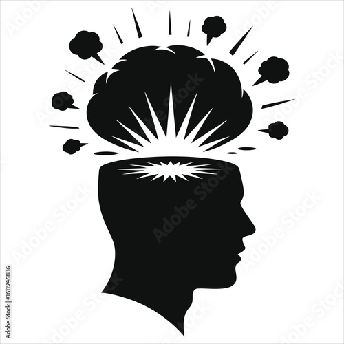 Mind Under Pressure: Vector Silhouette of Stress, Anger & Mental Overload