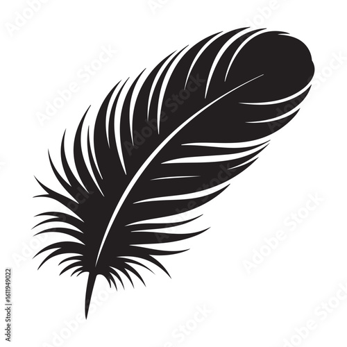 Feather icon vector illustration,Isolated black feather vector illustration,feather silhouette,Collection of elegant black feather silhouettes