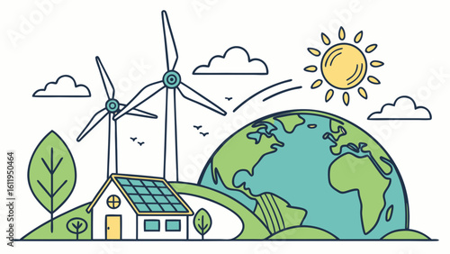 vector eco friendly green energy concept ilustrasi