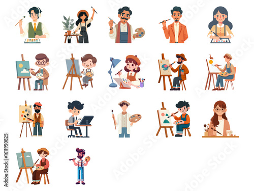 
artist flat design illustration set