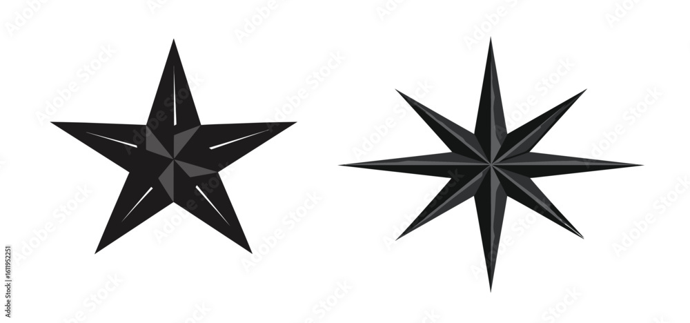 Obraz premium Black and white star decorations and festive Christmas elements