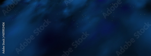  Luxury navy blue night sky background with golden stars, magical glitter, and bokeh sparkle. 