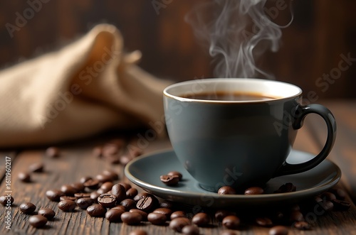Warm Morning Coffee Aroma Homely Comfort on Dark Table ai generated