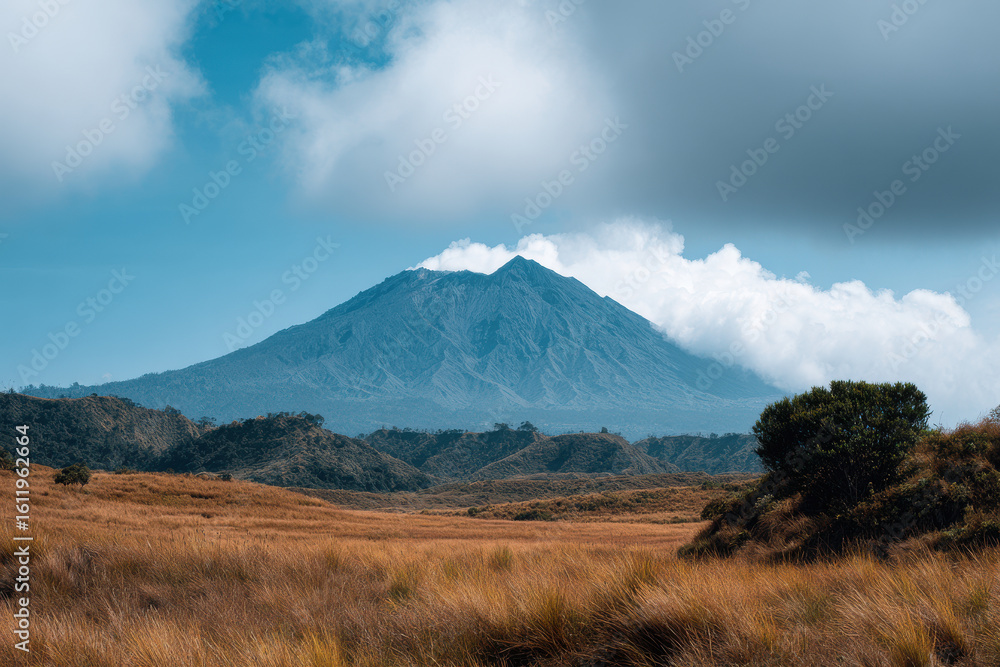 Fototapeta premium capture majestic beauty of worlds most famous volcanoes showcasing their unique shapes and surrounding landscapes