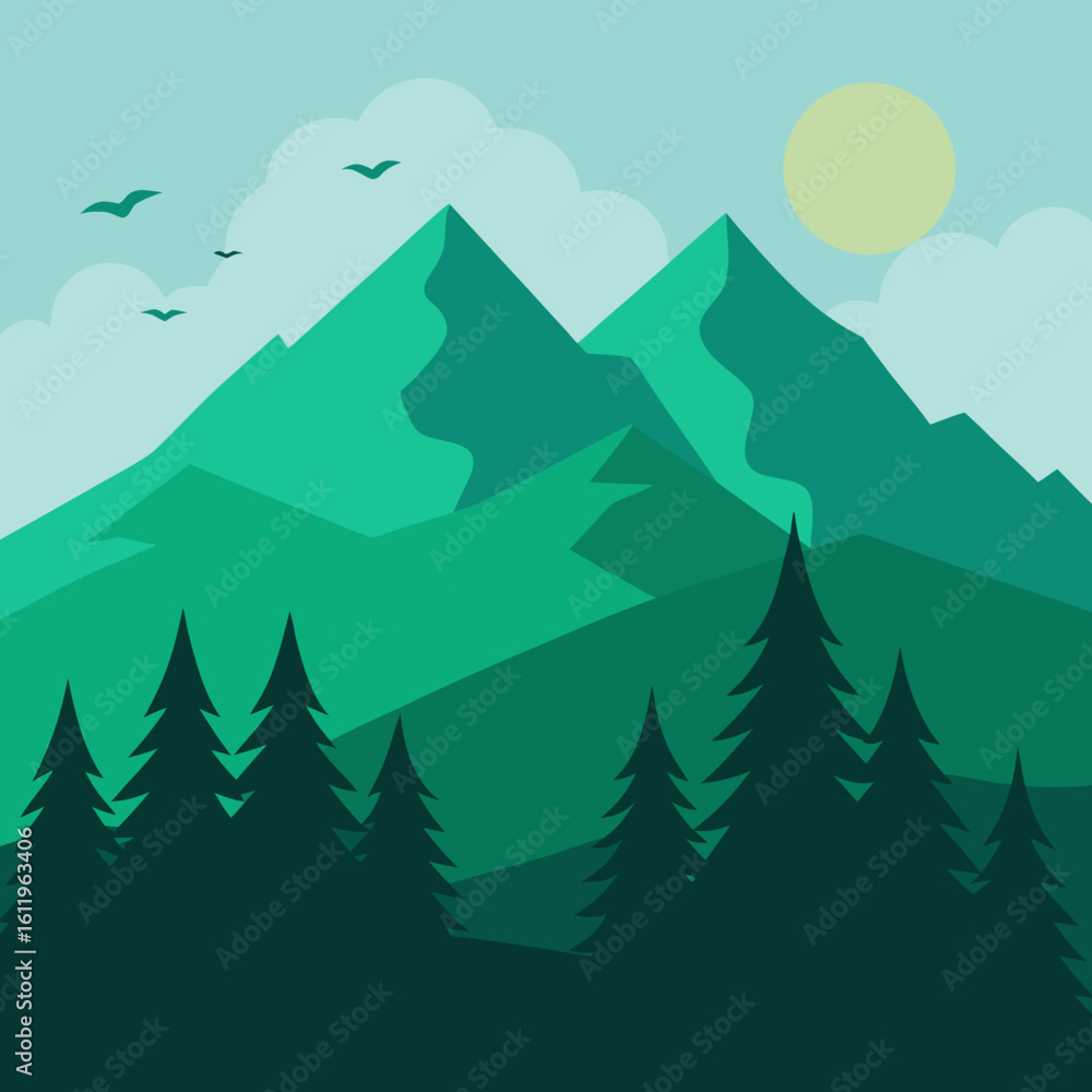 Fototapeta premium vector illustration of mountain landscape