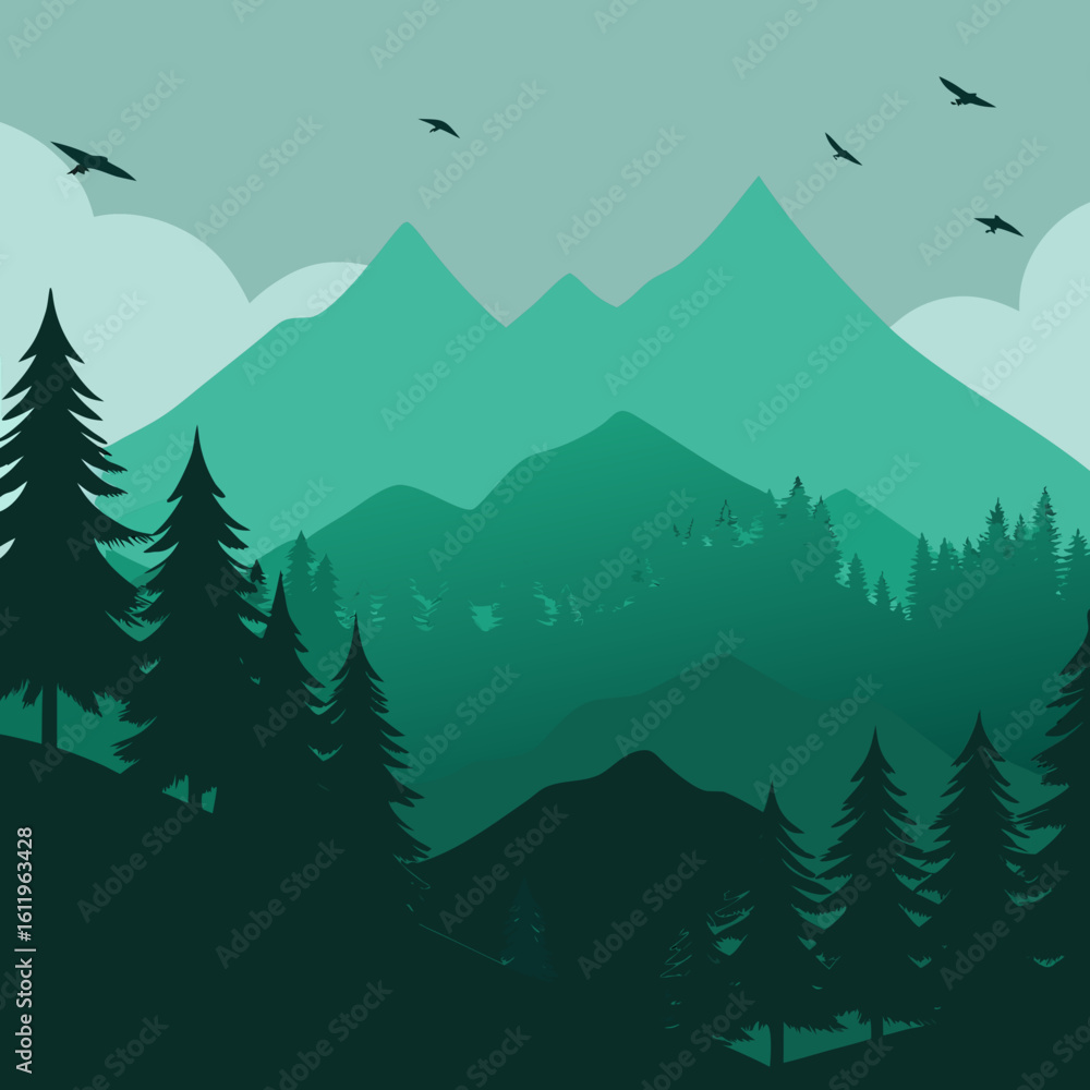 Fototapeta premium winter landscape with mountains