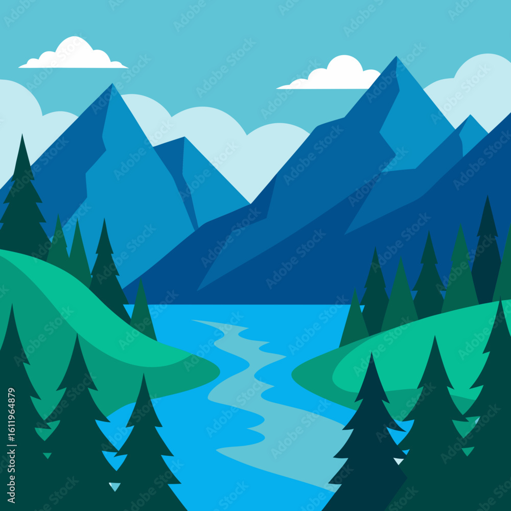 Fototapeta premium vector illustration of a mountain landscape