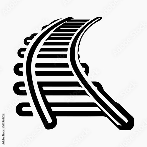 Railway Railroad Graphic Retro Vintage Illustration Black Icon