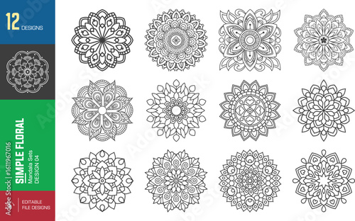 Intricate floral mandalas meditation tools for creative relaxation in line art